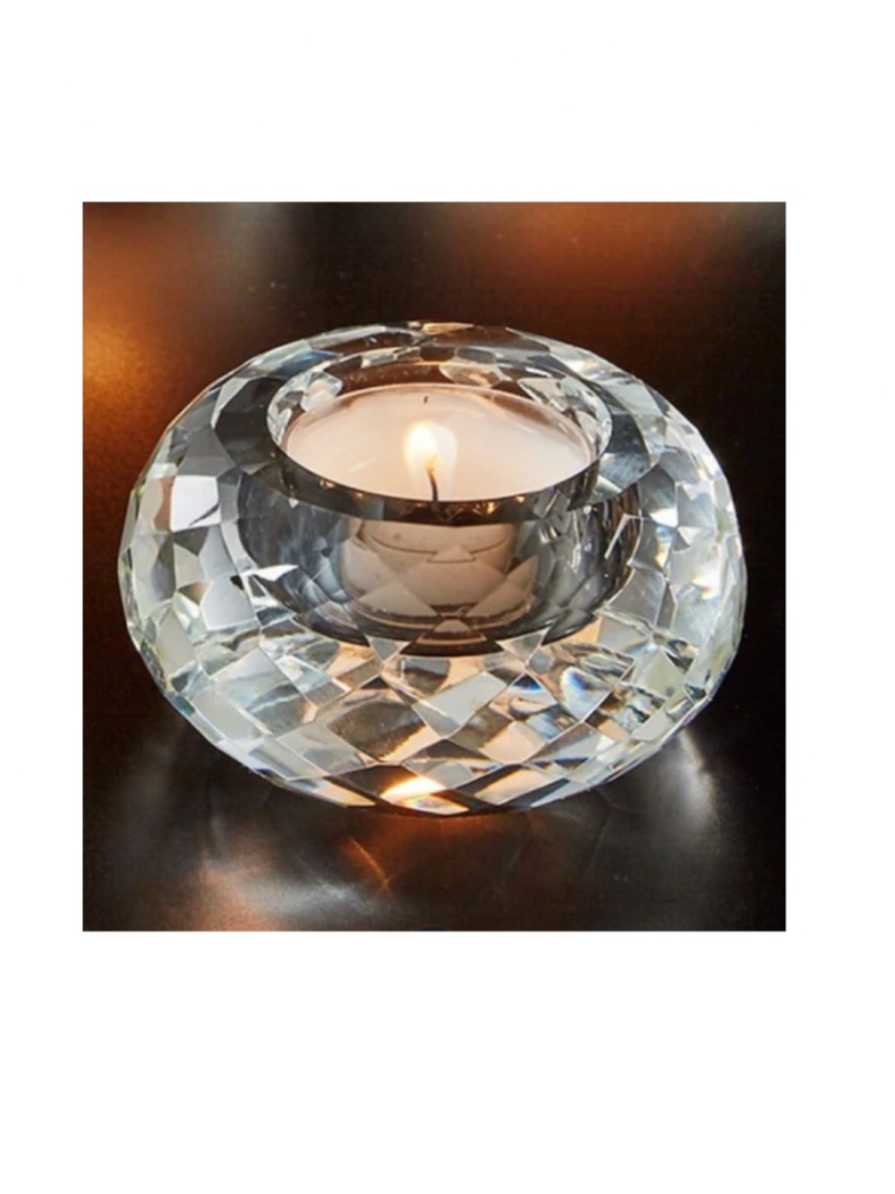 Set of three Oleg Cassini cut ball votive candleholder brilliant multi-faceted